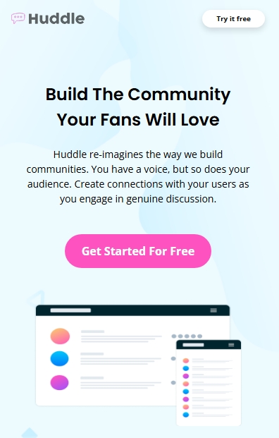 Aperçu du projet Huddle - Landing Page
